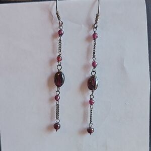Antique Elegant Garnet Dangle Earrings